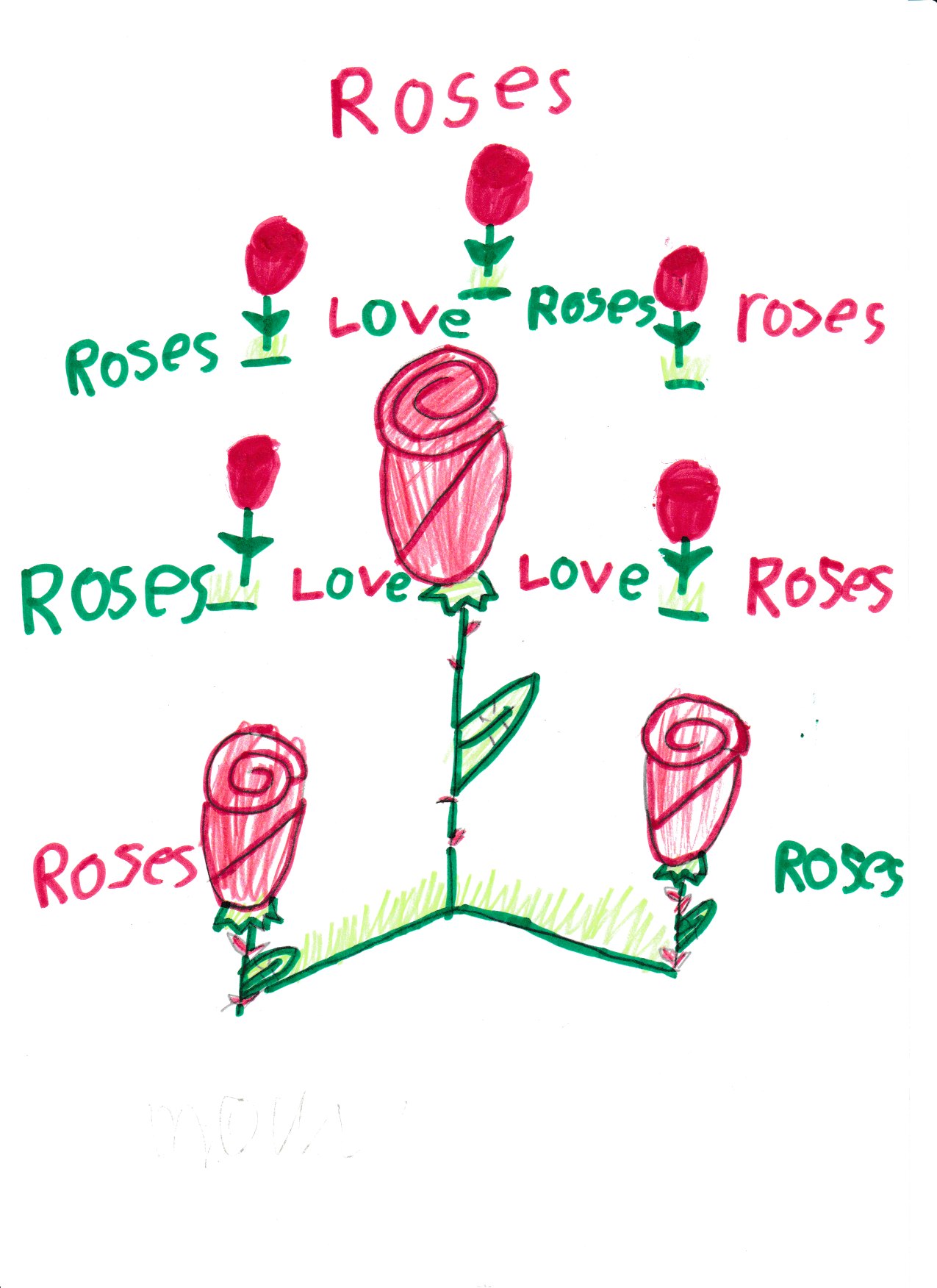 Love - red roses drawing